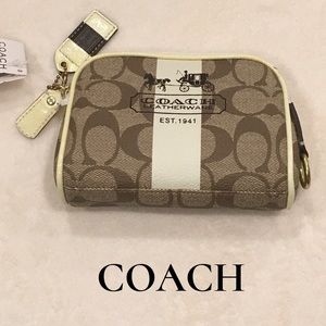 COACH Signature Heritage Stripe Small Zip Bag